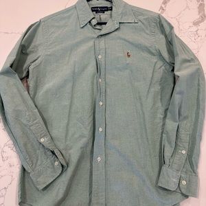 Men’s Ralph Lauren button up denim washed green size M custom fit